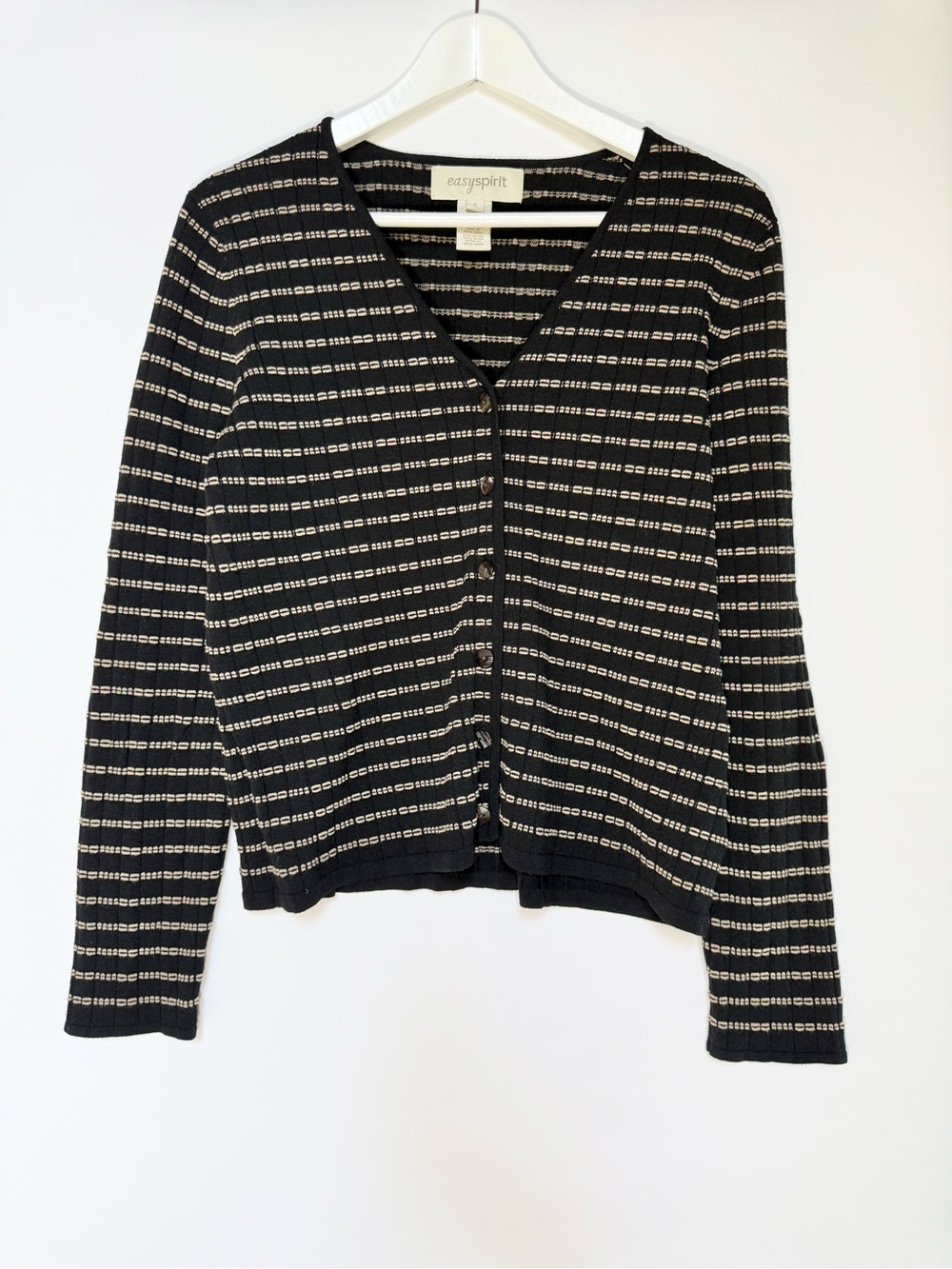 Vintage Black & Cream Striped Cardigan